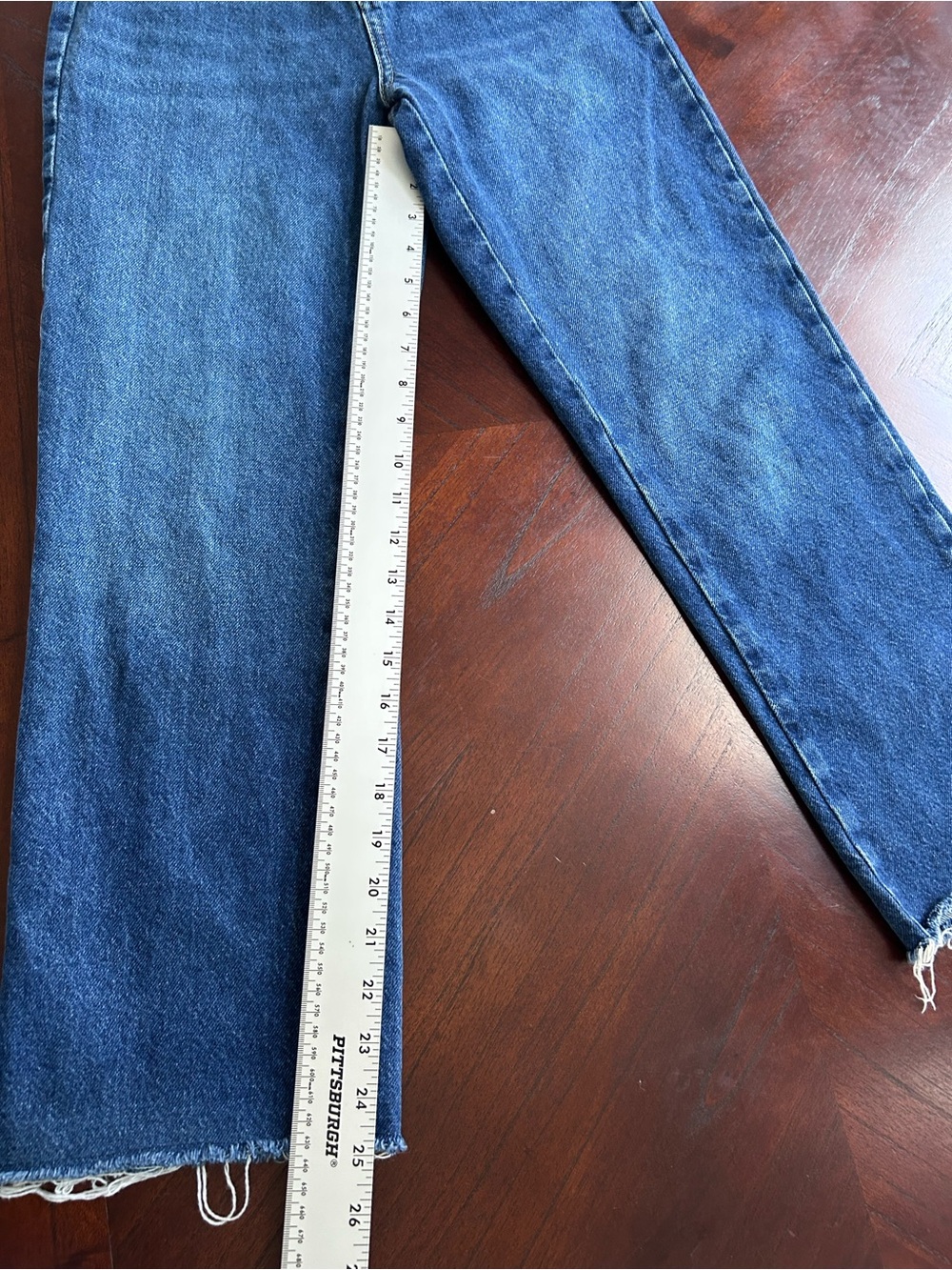 Zara Blue High-Rise Straight Jeans with Raw Hem size 2 - Picture 3 of 9
